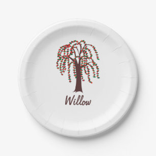 Assiettes En Carton Saule avec des coeurs - personnalisables