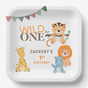 Assiettes En Carton Sauvage PERSONNALISÉ UN 1er premier anniversaire