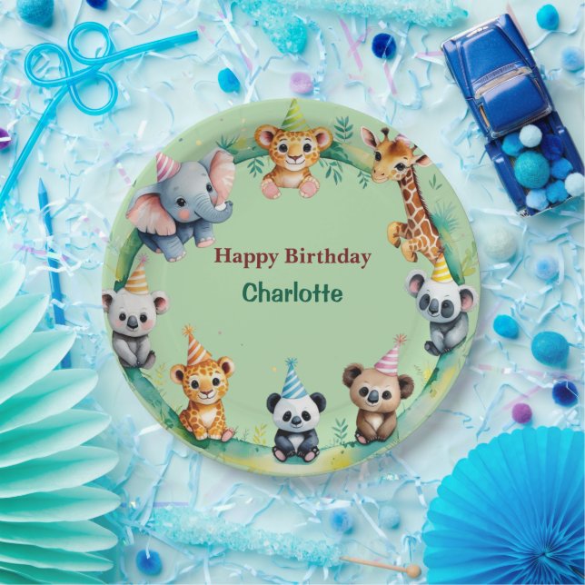 Assiettes En Carton Sauvage Tropical Une Jungle Safari Animaux Anniver (Fête)