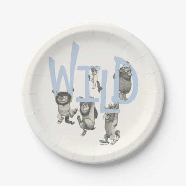 Assiettes En Carton SAUVAGE | Wild Things et Max - Bleu (Devant)