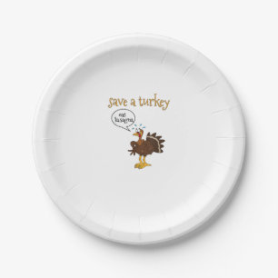 Assiettes En Carton Sauvez une Turquie manger Lasagna drôle Thanksgivi