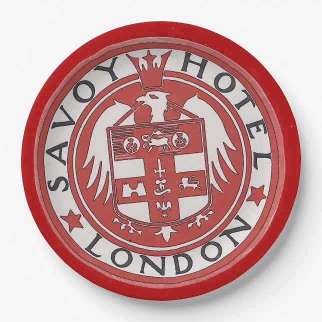 Assiettes En Carton Savoy Hotel London Plaques Papier (Devant)