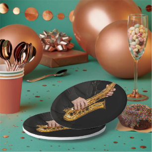 Assiettes En Carton Saxophone Player mains Saxophoniste jouant du jazz
