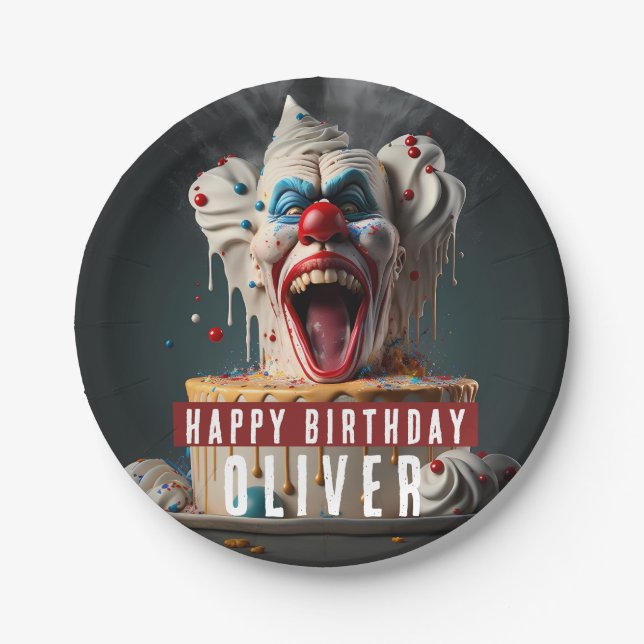 Assiettes En Carton Scary clown thème Anniversaire (Devant)