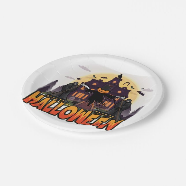 Assiettes En Carton Scary House (Angle)