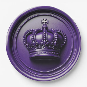 Assiettes En Carton Sceau royal de cire pourpre Mariage d'anniversaire