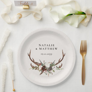 Assiettes En Carton Scénario de mariage botanique rustique pour monsie