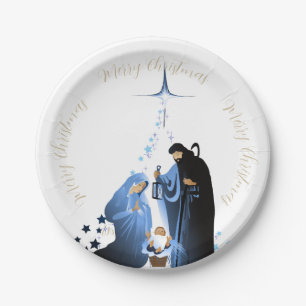 Assiettes En Carton Scène de Nativité Traditionnelle Salutations de No