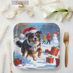 Assiettes En Carton Scène de Noël du berger australien