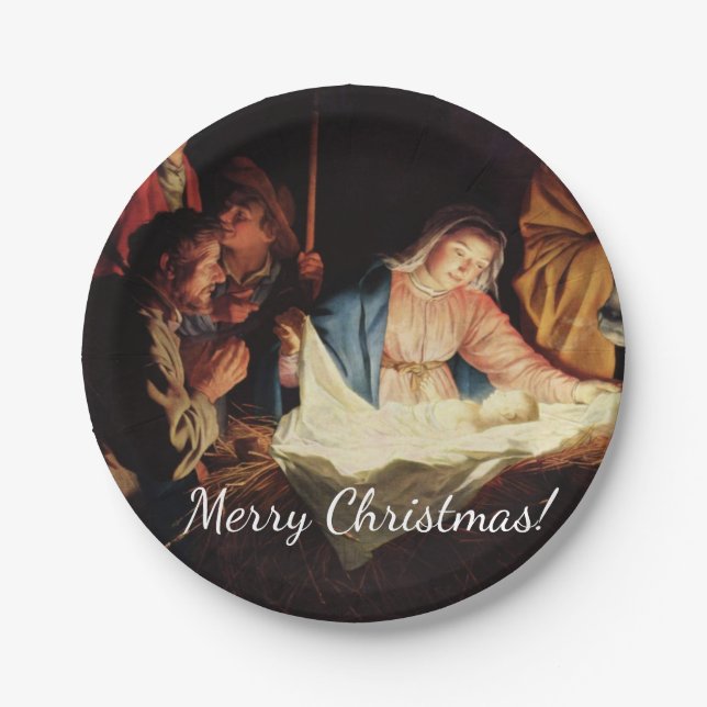 Assiettes En Carton Scène des maîtres de Noël (Devant)