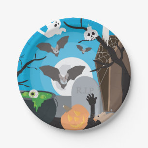 Assiettes En Carton Scène d'Halloween