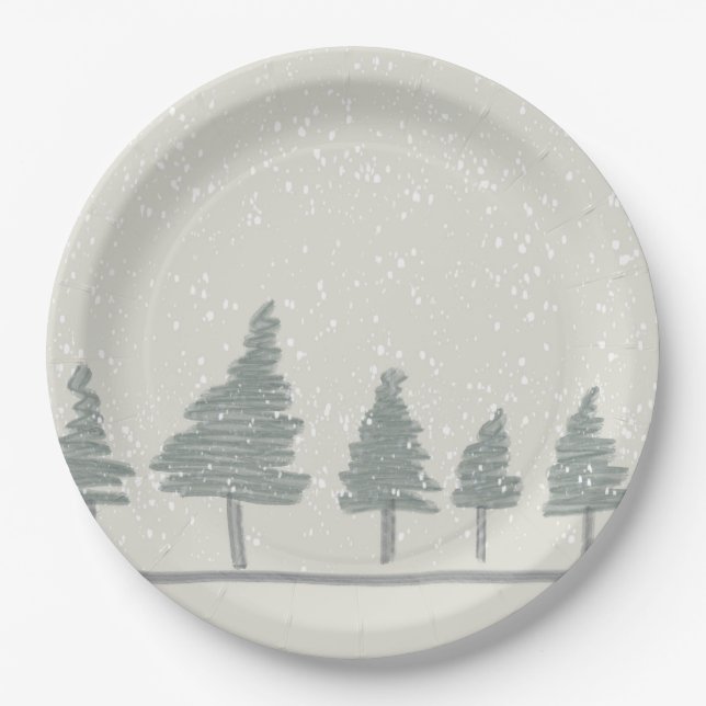 Assiettes En Carton Scène hivernale Plate de Noël (Devant)