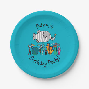 Assiettes En Carton Scène mignonne de poissons d'éléphant avec le