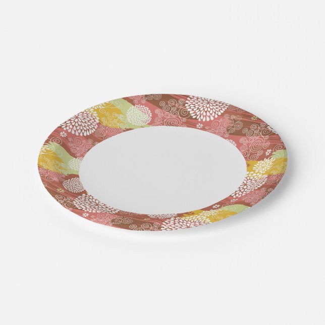 Assiettes En Carton Schéma floral 2 (Angle)