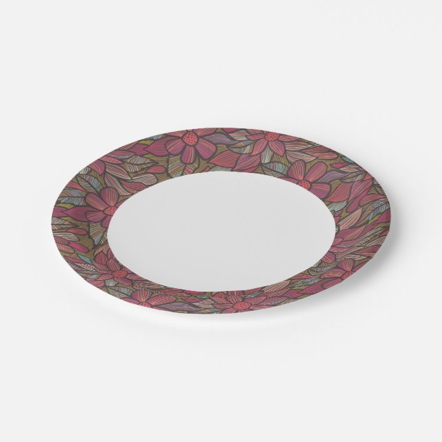 Assiettes En Carton Schéma floral 4 (Angle)