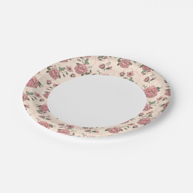 Assiettes En Carton Schéma floral 5 (Angle)