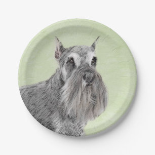 Assiettes En Carton Schnauzer (Giant, Standard) Peinture - Chien Art