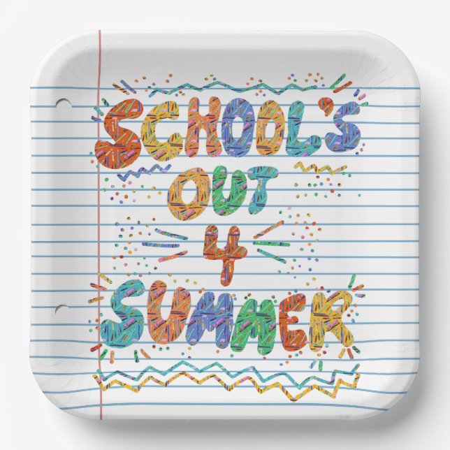 Assiettes En Carton School’s Out Loose Leaf Paper (Recto)