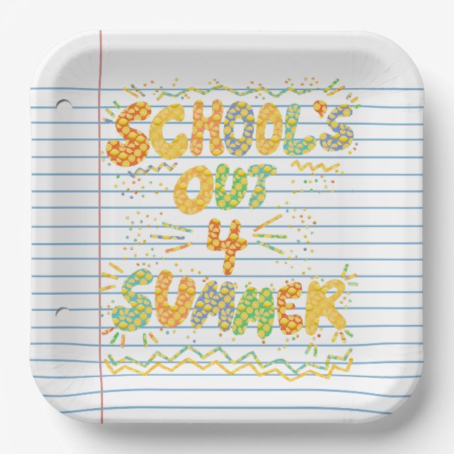 Assiettes En Carton School’s Out Loose Leaf Paper (Recto)