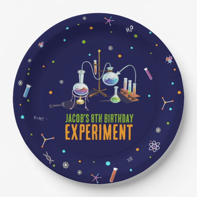 Assiettes En Carton Science Invitations d'anniversaire (Devant)