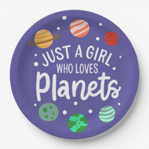 Assiettes En Carton Science Nerd fille spatiale qui aime les planètes