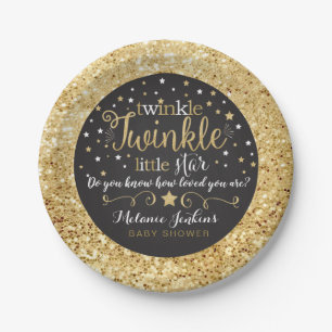 Assiettes En Carton Scintillement d'or peu de baby shower de plaques