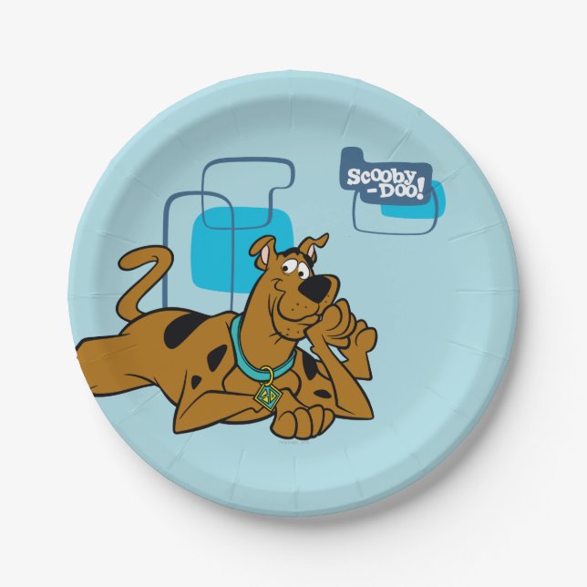 Assiettes En Carton Scooby-Doo Carré Rétro Couché (Devant)