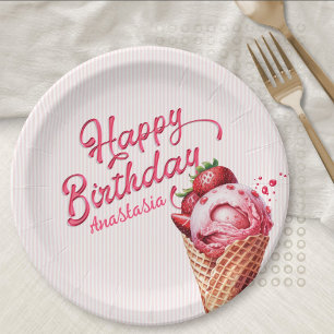 Assiettes En Carton Scoop Ice Cream Girls N'importe quel âge Anniversa
