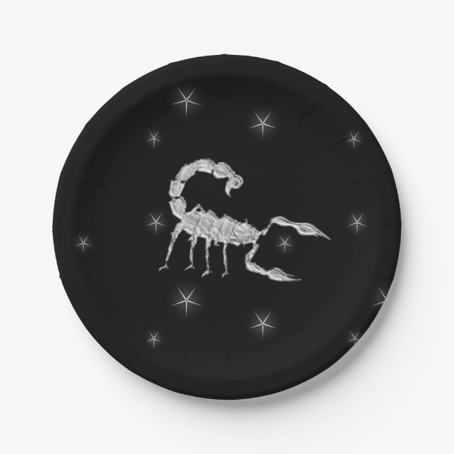 Assiettes En Carton Scorpion Design noir (Devant)