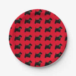 Assiettes En Carton Scottie et houx personnalisables de Noël
