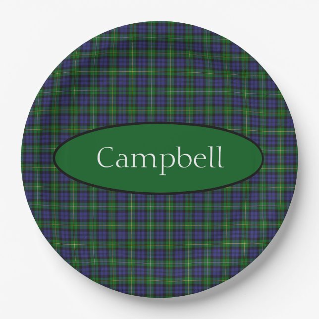 Assiettes En Carton Scottish Campbell Family Tartan Personnalisé (Devant)
