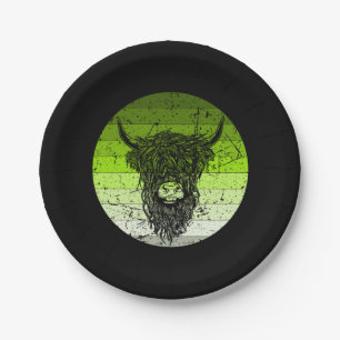 Assiettes En Carton Scottish Highland Cattle Retro