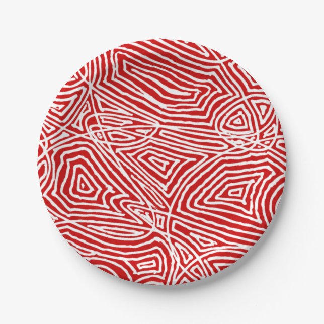 Assiettes En Carton Scribbleempreintes rouges (Devant)