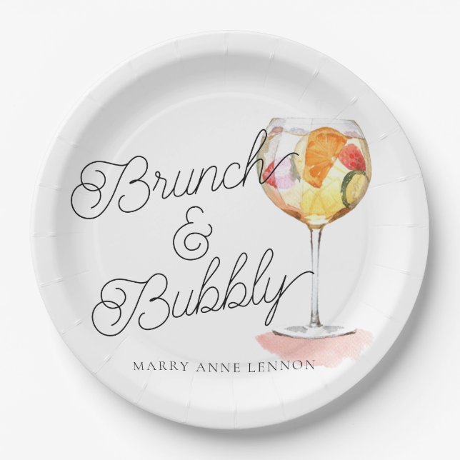 Assiettes En Carton Script Brunch et Bubbly Cocktail Party (Devant)