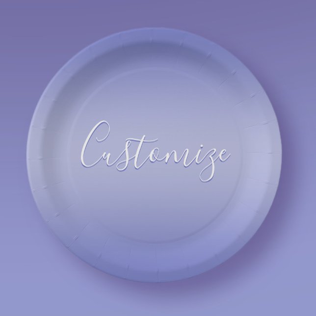 Assiettes En Carton Script cursif modifiable | Violet blanc et violet (Créateur téléchargé)