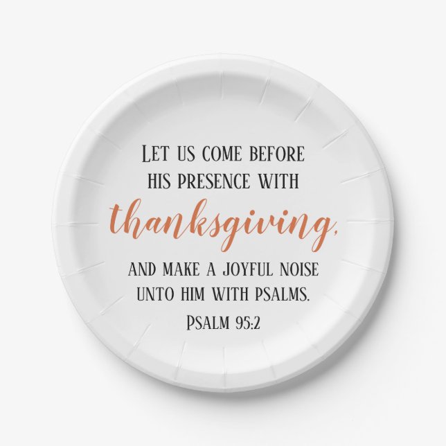 Assiettes En Carton Script du couplet de la Bible de Thanksgiving (Devant)