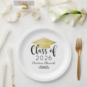 Assiettes En Carton Script Moderne Or 2026 Personnalisé