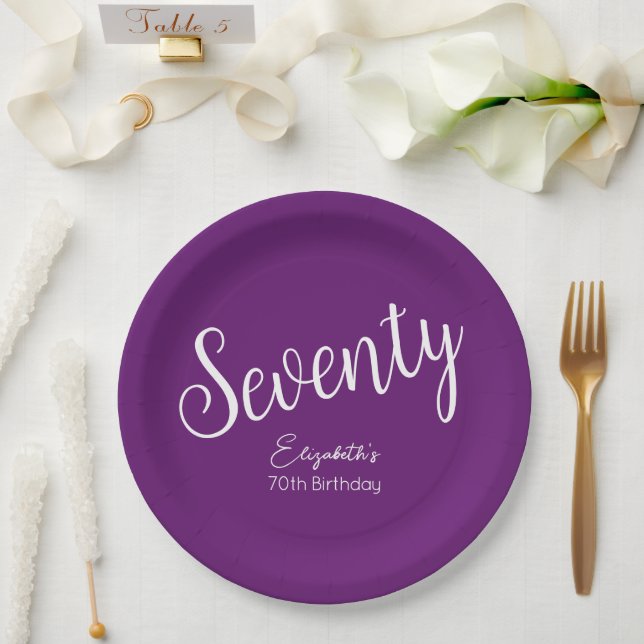 Assiettes En Carton Script simple moderne Automne Purple 70e anniversa (Mariage)