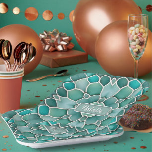 Assiettes En Carton Sea-Glass Green - Océan, Plage ou Sous-Mer Thème