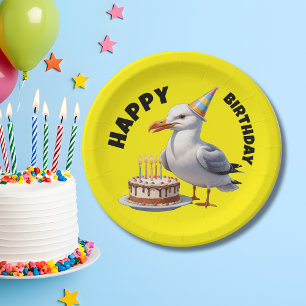 Assiettes En Carton Seagull portant anniversaire casquette