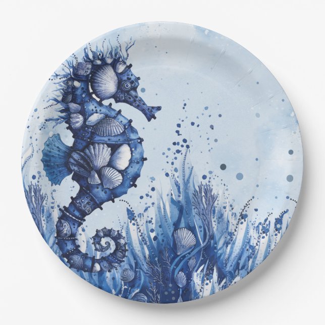 Assiettes En Carton Seashells Seahorse (Devant)