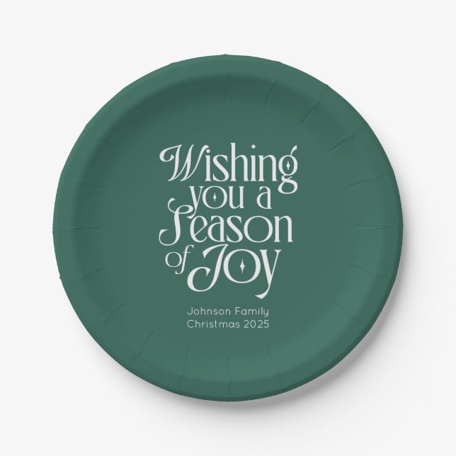 Assiettes En Carton Season of Joy Holiday Plates Personalized (Devant)
