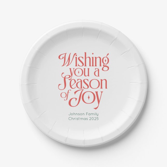 Assiettes En Carton Season of Joy Holiday Plates Personalized (Devant)