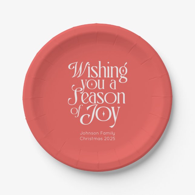 Assiettes En Carton Season of Joy Holiday Plates Personalized (Devant)