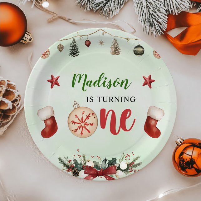 Assiettes En Carton Séjour Noël Fête de premier anniversaire (Créateur téléchargé)