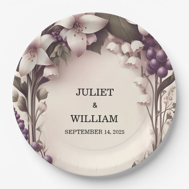 Assiettes En Carton Semences Ferme rurale Bois Fruit Vignoble Mariage (Devant)