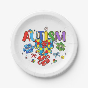 Assiettes En Carton Sensibilisation sur l'autisme Bow Coquette Puzzle