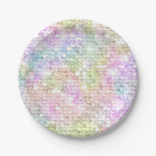 Assiettes En Carton Séquins Sparkling Rainbow Heart