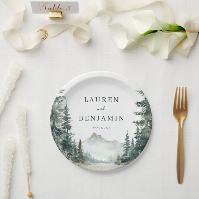 Assiettes En Carton Serene Mountain Wedding (Mariage)