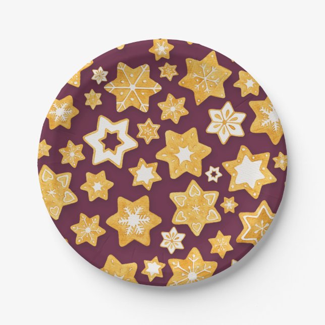 Assiettes En Carton Serre de biscuits de Noël avec Arrière - plan de p (Devant)